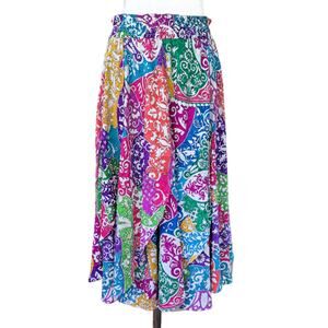 Vintage DIANE FREIS Midi Maxi Petal Skirt Small Multicolor Georgette Artsy